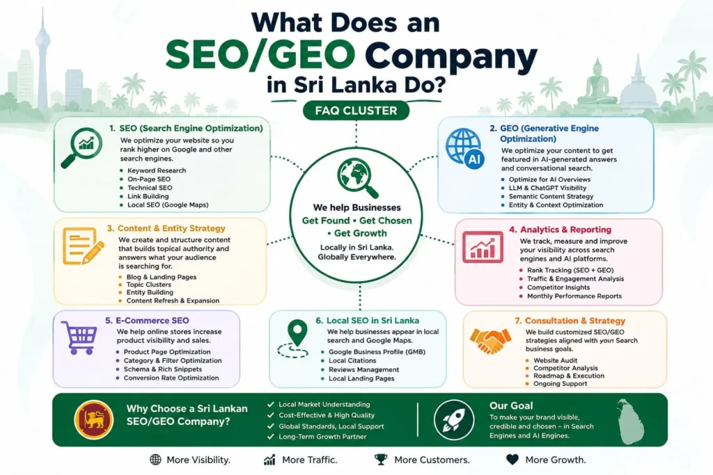 What Does an SEO/GEO Company in Sri Lanka Do? (FAQ Cluster)